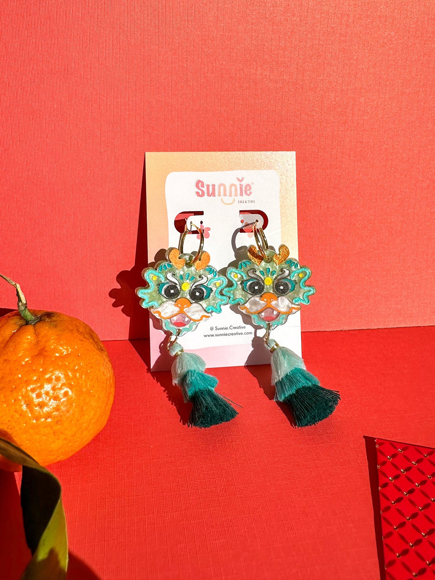 Dragon Dance Earrings//Statement Earring//Acrylics Earrings //Lunar New Year Earrings//Chinese New Year Earrings