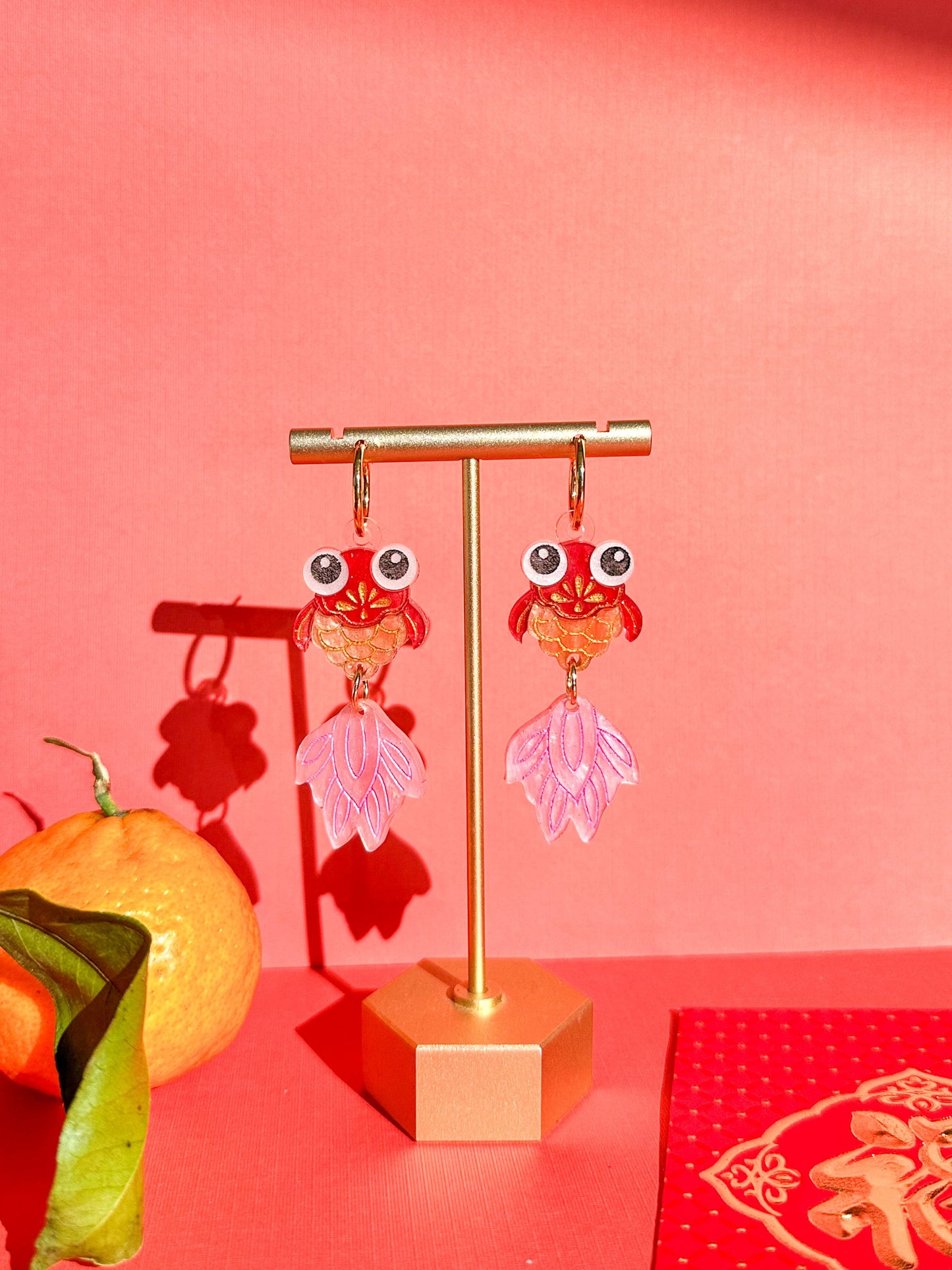 Goldfish Earrings//Statement Earring//Acrylics Earrings //Lunar New Year Earrings//Chinese New Year Earrings