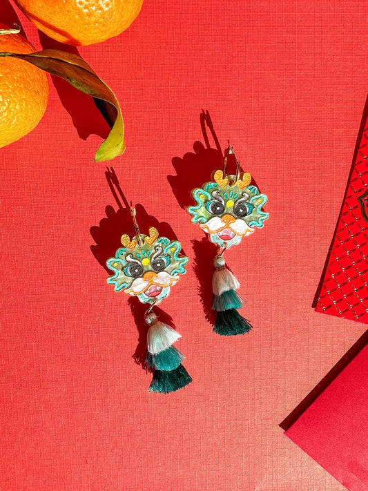 Dragon Dance Earrings//Statement Earring//Acrylics Earrings //Lunar New Year Earrings//Chinese New Year Earrings