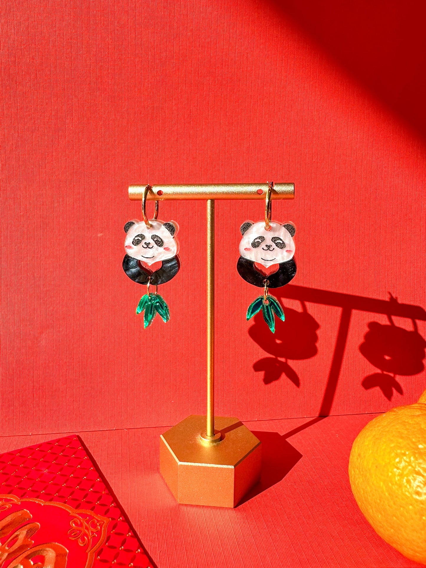 Panda Earrings//Statement Earring//Acrylic Earrings //Lunar New Year Earrings//Chinese New Year Earrings