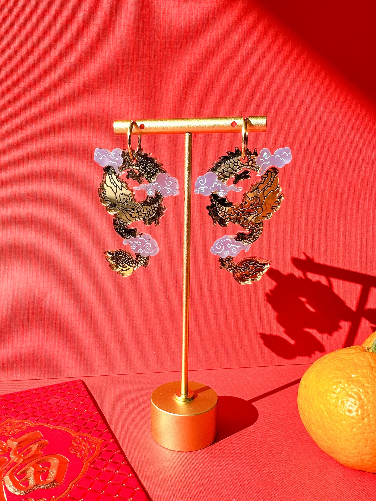 Lucky Cicada Earrings//Statement Earring//Acrylic Earrings //Lunar New Year Earrings//Chinese New Year Earrings