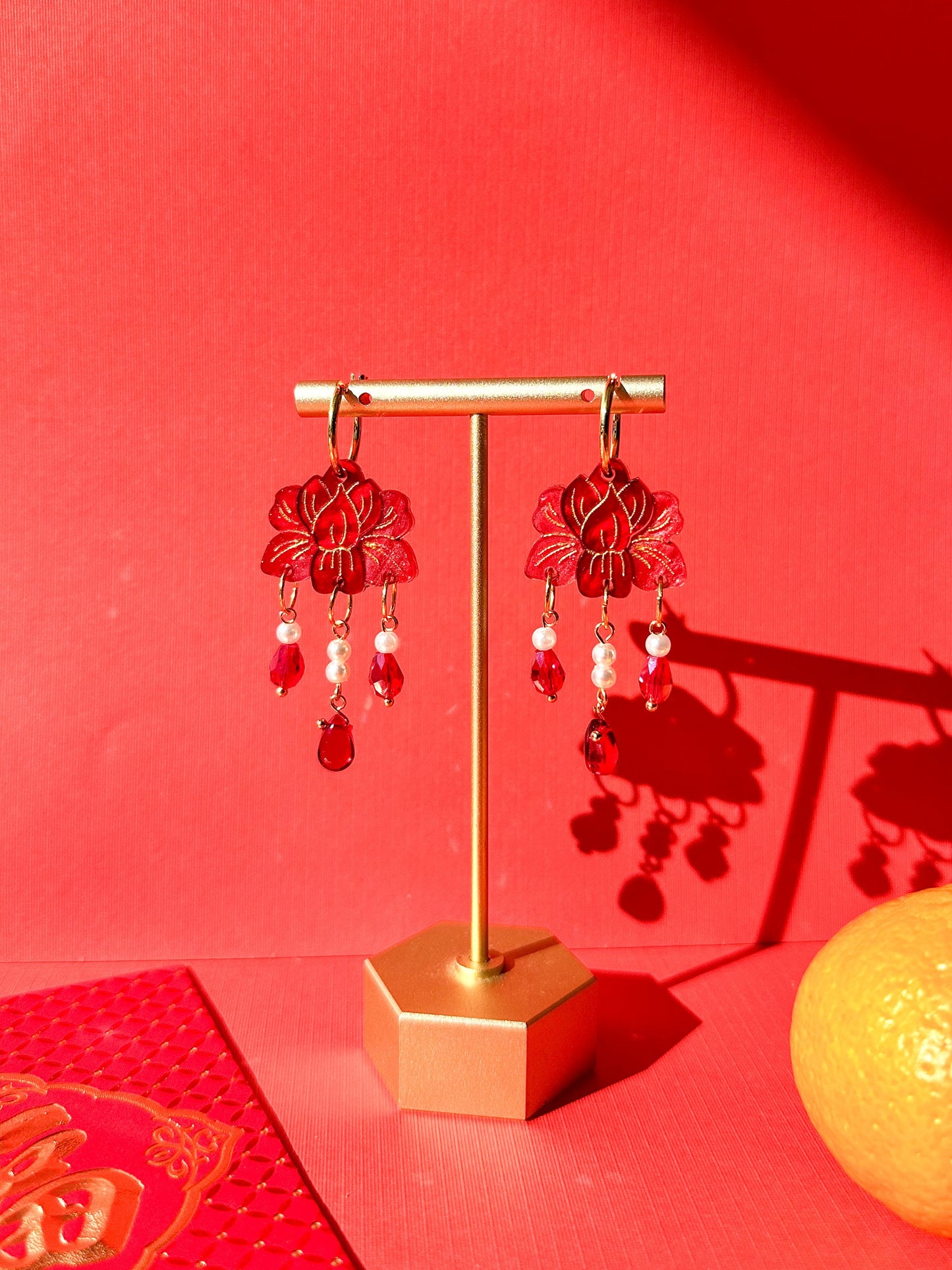 New Year Bloom Earrings//Statement Earring//Acrylic Earrings //Lunar New Year Earrings//Chinese New Year Earrings