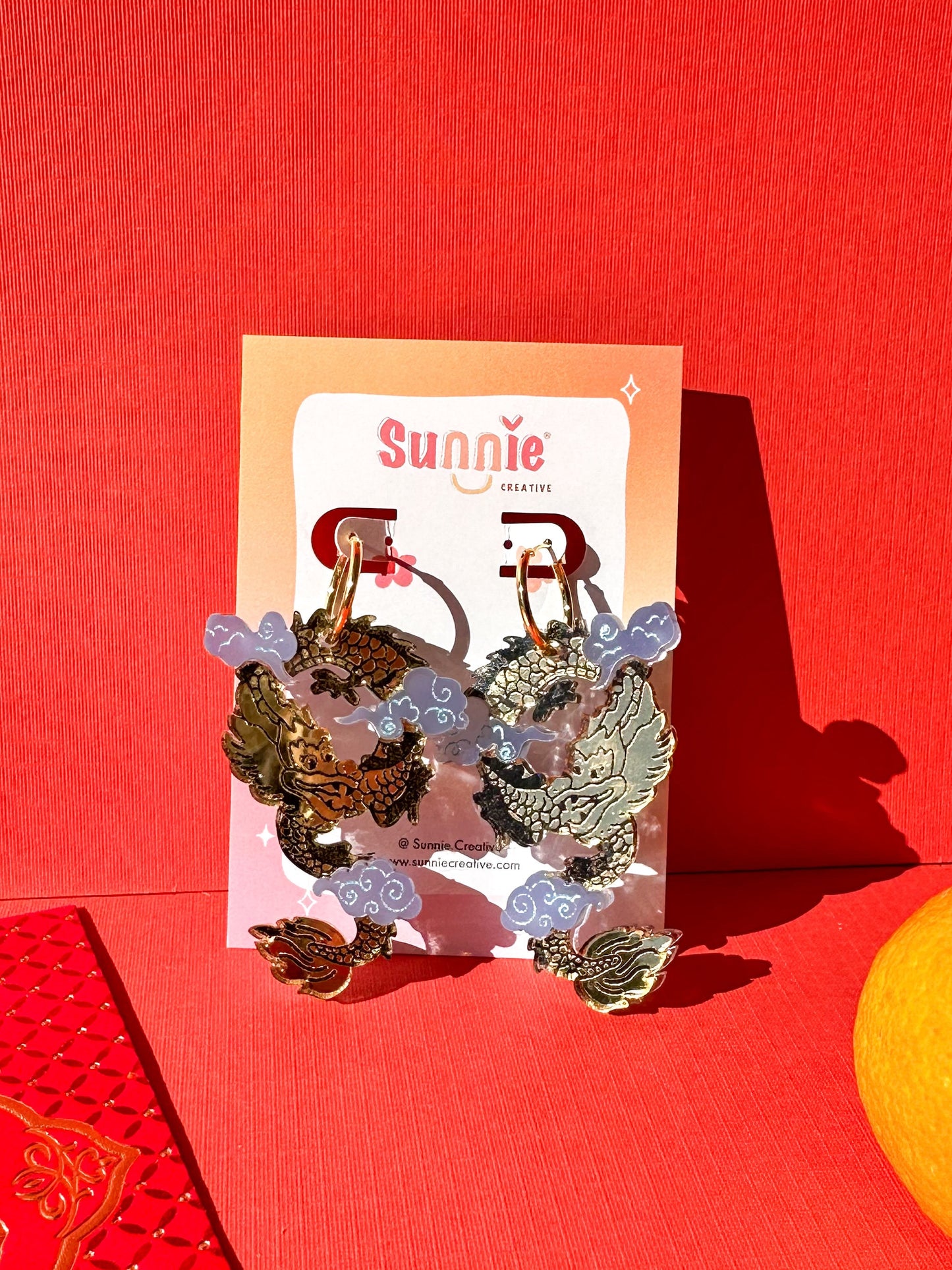 Lucky Cicada Earrings//Statement Earring//Acrylic Earrings //Lunar New Year Earrings//Chinese New Year Earrings