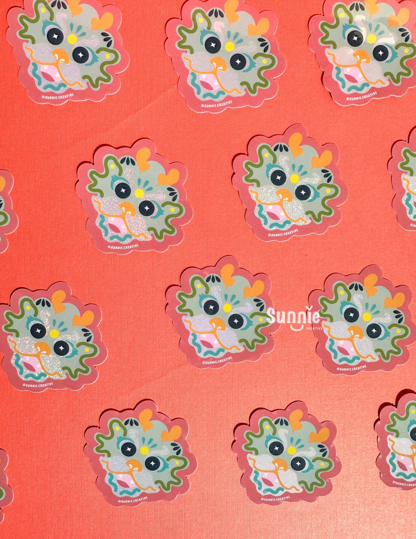 Dragon Dance Glitter Sticker//Digital Art//Dragon Inspired Stickers//Illustration//Lunar New Year//Waterproof Sticker//Year of Dragon