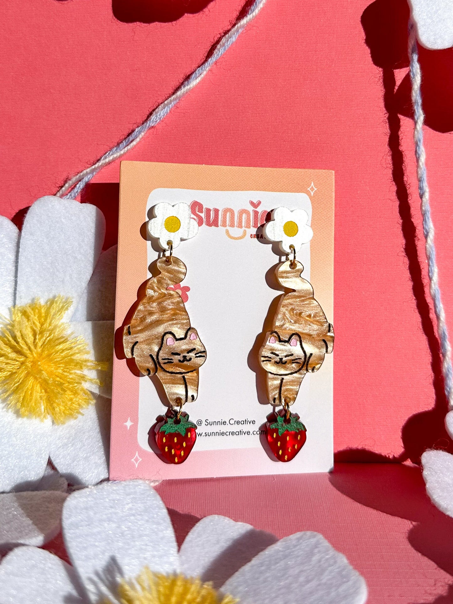 Whisker the Cat Earrings//Spring Earring//Statement Earring//Acrylic Earring//Animal Earrings//Spring Vibes//Gift for Her