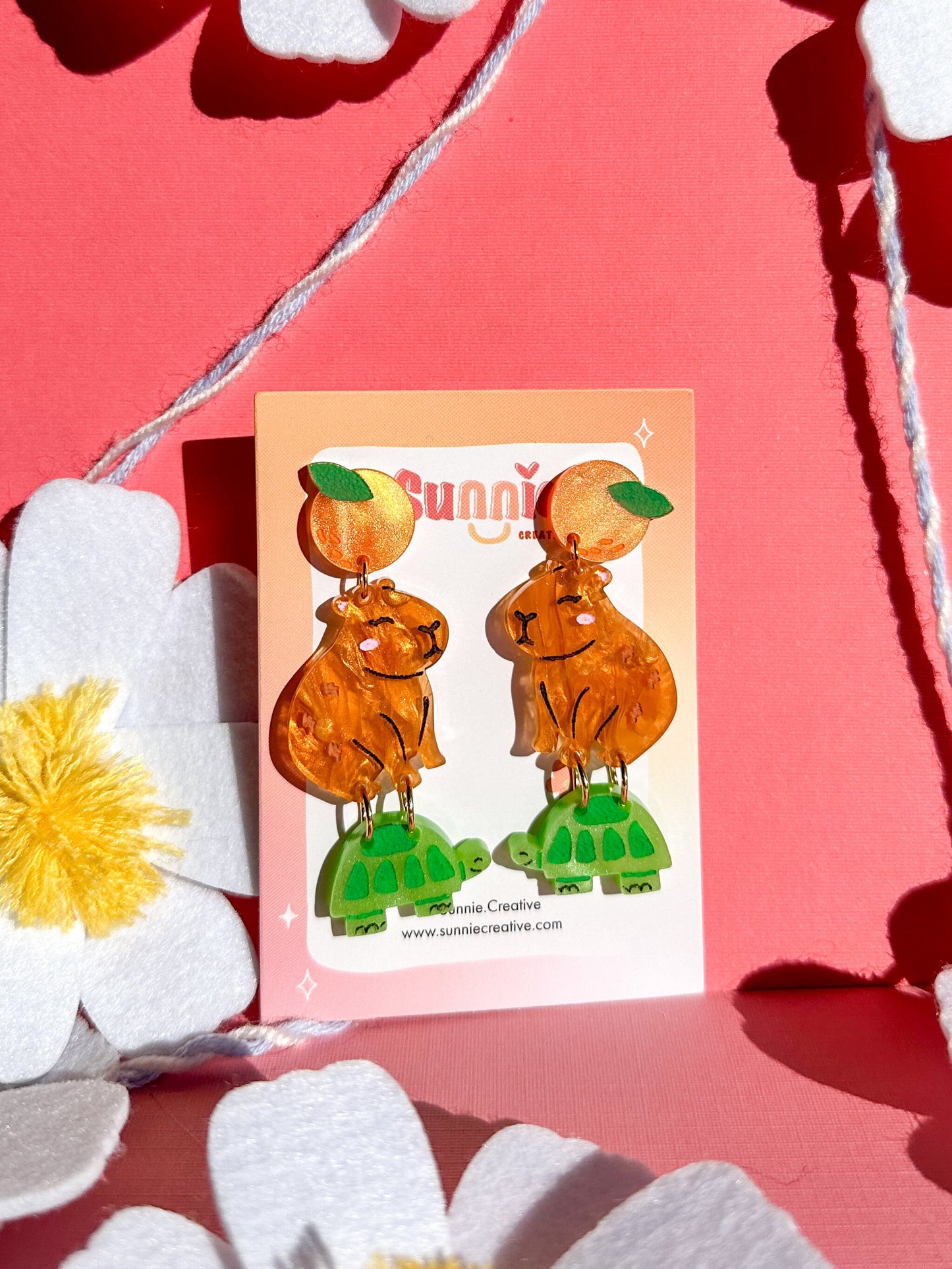 Cappy the Capybara Earrings//Spring Earring//Statement Earring//Acrylic Earring//Animal Earrings//Spring Vibes//Gift for Her