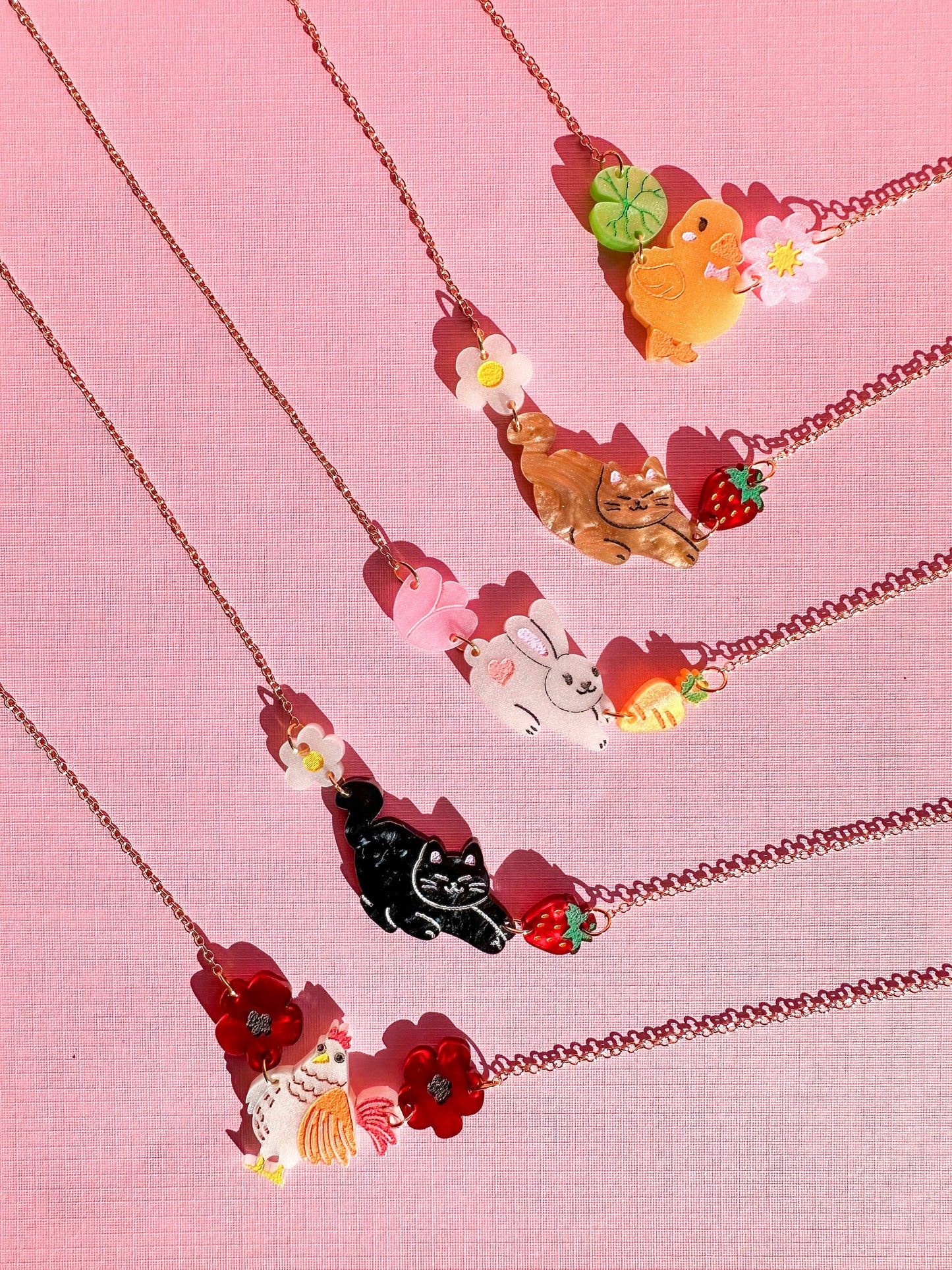 Kitties Necklace//Cat Necklace//Statement Necklace//Acrylic Necklace//Cute Cat Necklace//Animal//Cute Necklace//Gift for Her