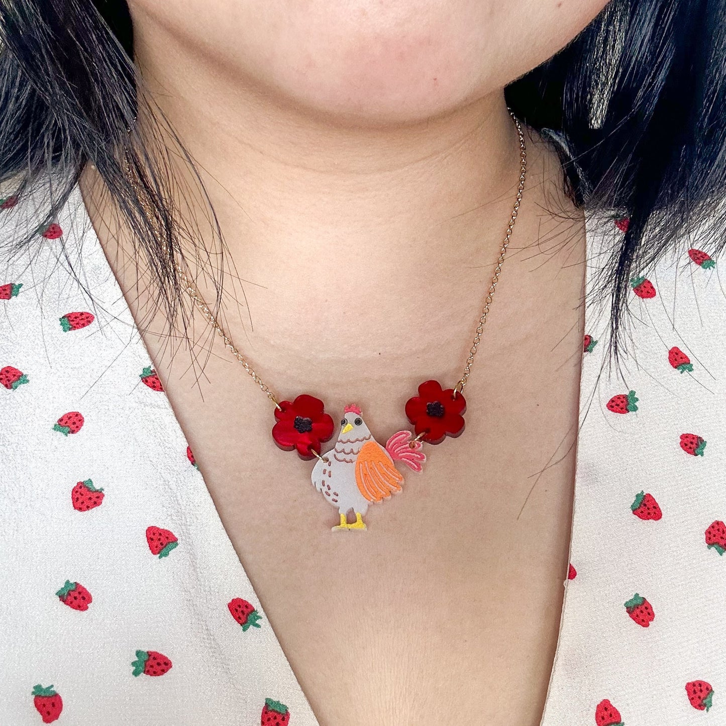Chicken Necklace//Animal Necklace//Statement Necklace//Acrylic Necklace//Cute Spring Necklace//Animal//Cute Necklace//Gift for Her