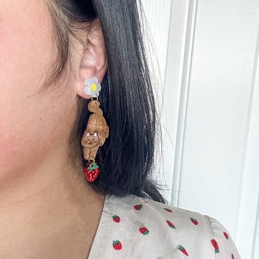 Whisker the Cat Earrings//Spring Earring//Statement Earring//Acrylic Earring//Animal Earrings//Spring Vibes//Gift for Her