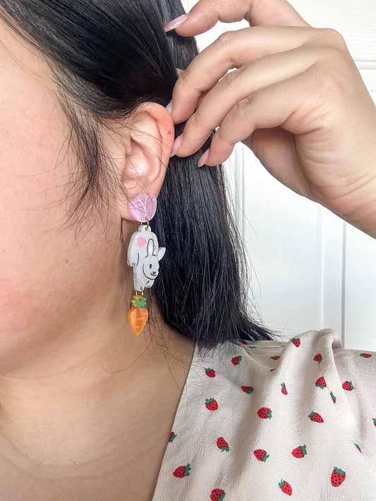 Bunbun the Rabbit Earrings//Spring Earring//Statement Earring//Acrylic Earring//Animal Earrings//Spring Vibes//Gift for Her