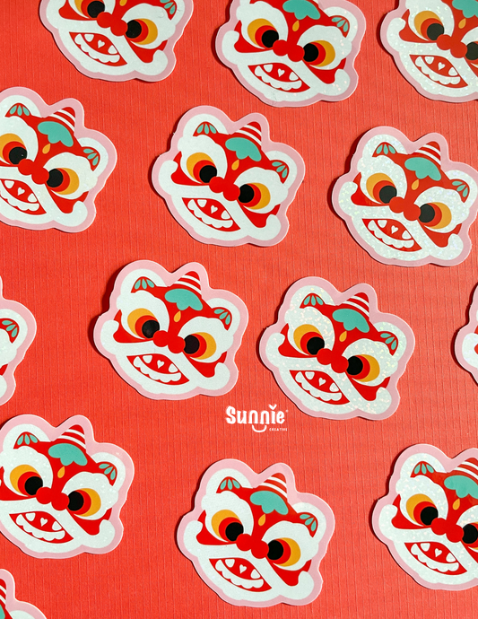Lion Dance Glitter Sticker