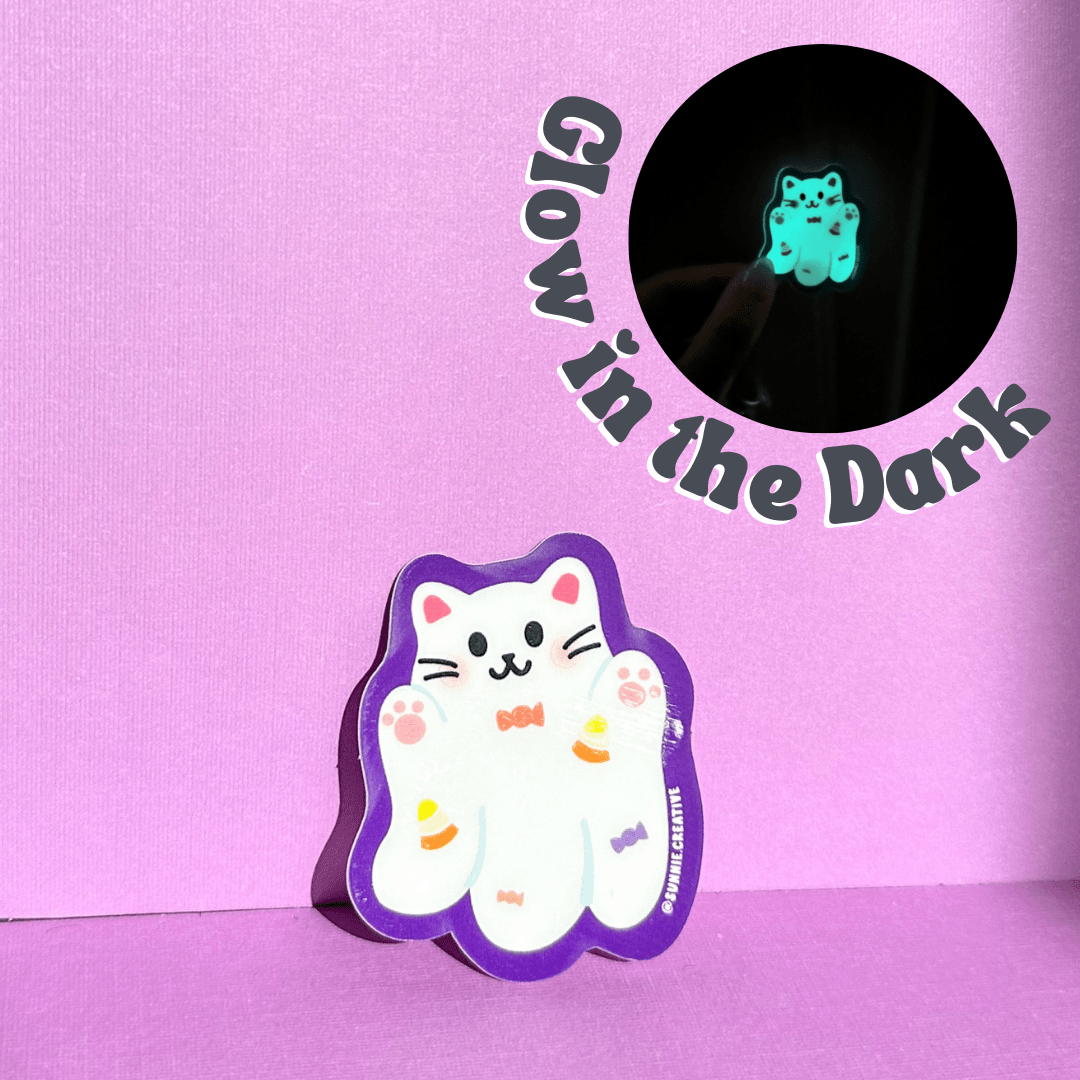 Glow in the Dark Candy Ghost Cat Sticker