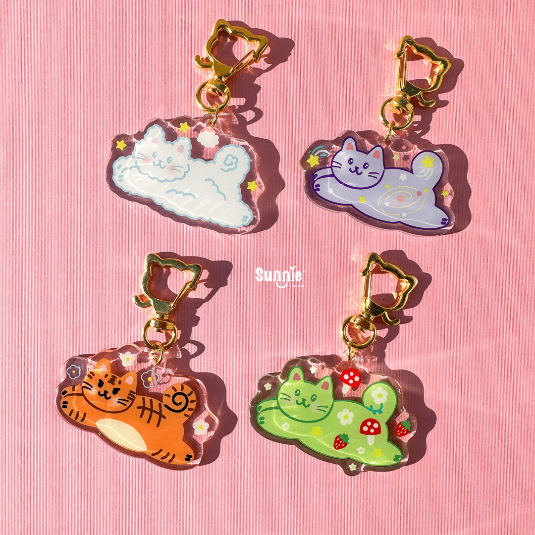 Flying Cat Acrylic Keychain