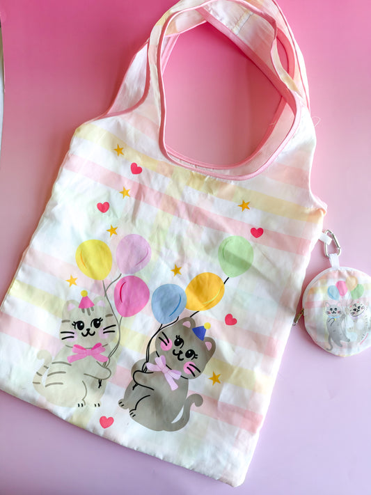 Balloon Cat Friends Reusable Tote Bag