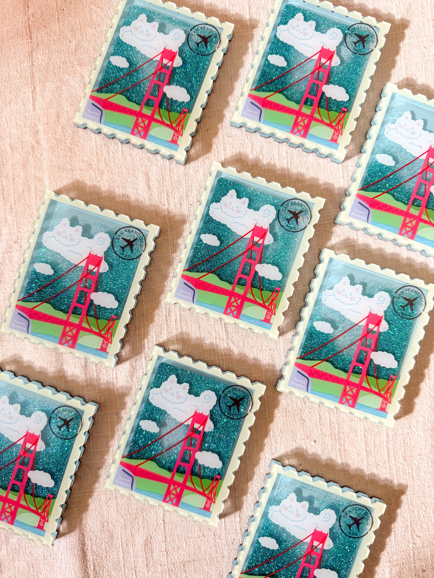 San Francisco Cat Glitter Magnet