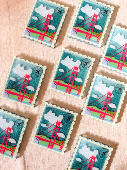 San Francisco Cat Glitter Magnet