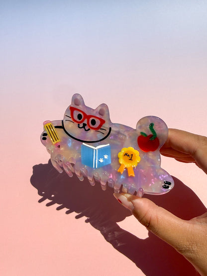 Teacher Cat Hair Claw Clip