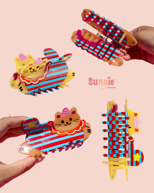 Clown Cat Hair Claw Clip
