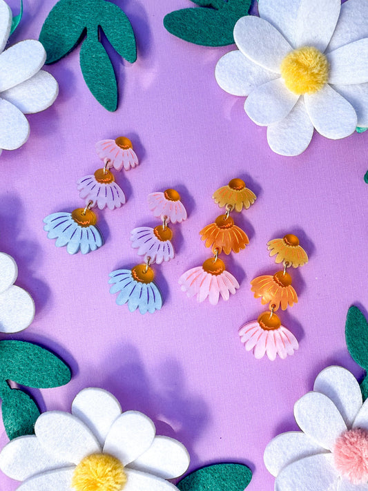 Coneflower Bouquet//Flower Earring//Spring Flower Earrings//Statement Earring//Acrylic Earring//Gift for Her//Cute Earrings