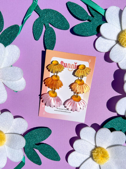 Coneflower Bouquet//Flower Earring//Spring Flower Earrings//Statement Earring//Acrylic Earring//Gift for Her//Cute Earrings