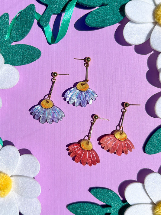 Coneflower Bloom//Flower Earring//Spring Flower Earrings//Statement Earring//Acrylic Earring//Gift for Her//Cute Earrings