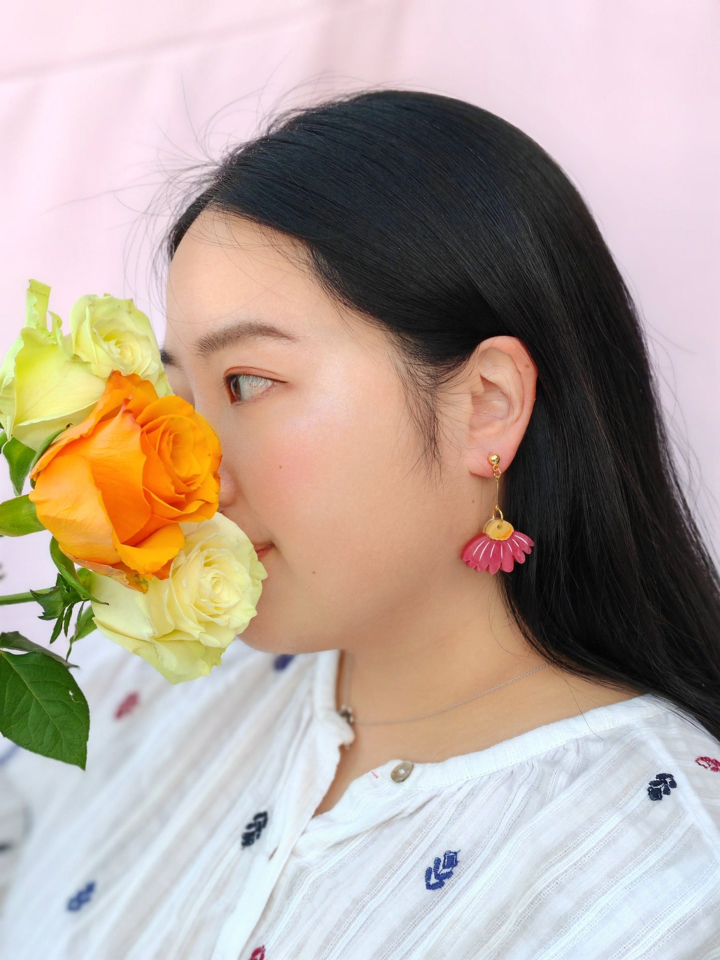 Coneflower Bloom//Flower Earring//Spring Flower Earrings//Statement Earring//Acrylic Earring//Gift for Her//Cute Earrings