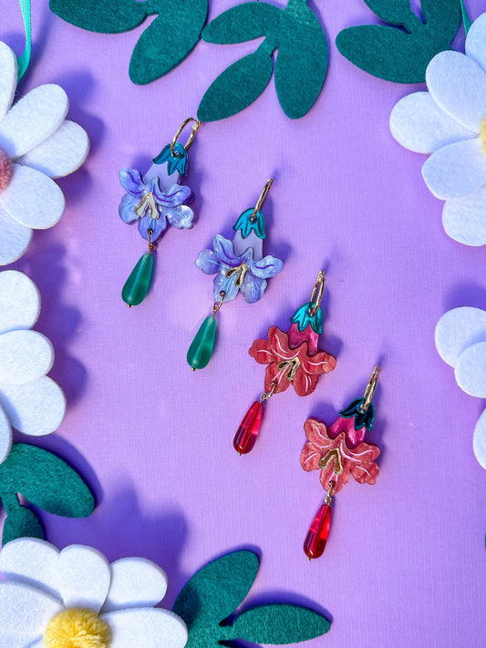 Japanese Morning Glory Bloom//Flower Earring//Spring Flower Earrings//Statement Earring//Acrylic Earring//Gift for Her//Cute Earrings