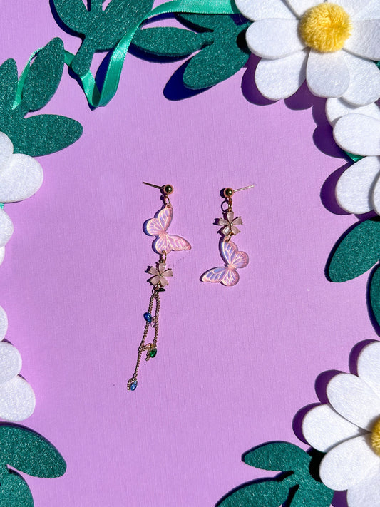 Butterfly Drop//Flower Earring//Butterfly Earrings//Statement Earring//Acrylic Earring//Gift for Her//Cute Earrings