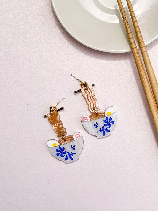Ramen Earrings//Statement Earring//Acrylic Earrings //Asian Food Earrings//Noodle//Gift for Foodie