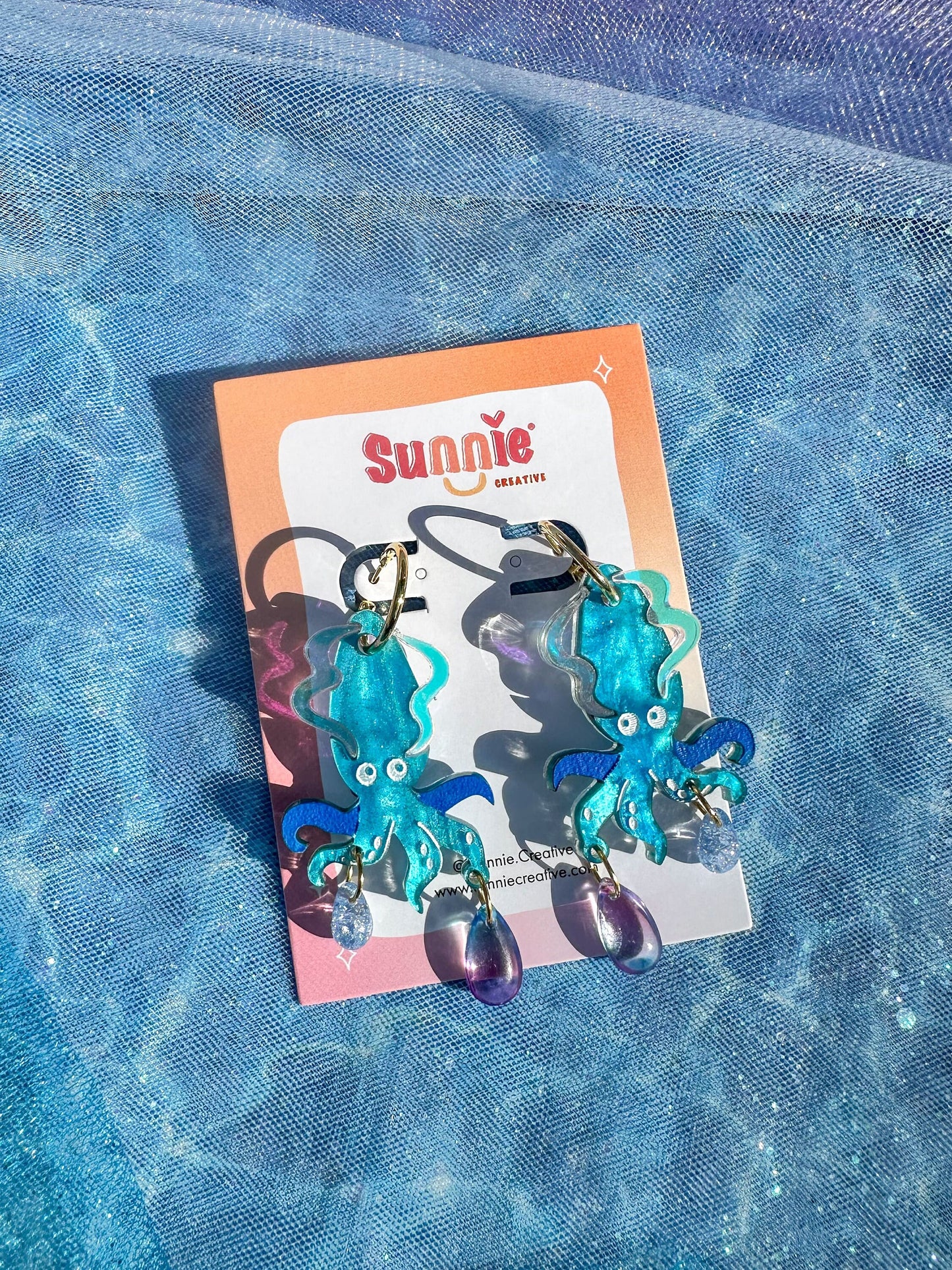 Deep Sea Squid Earrings//Statement Earring//Acrylic Earring//Summer Earrings//Squid Earrings//Summer Vibe