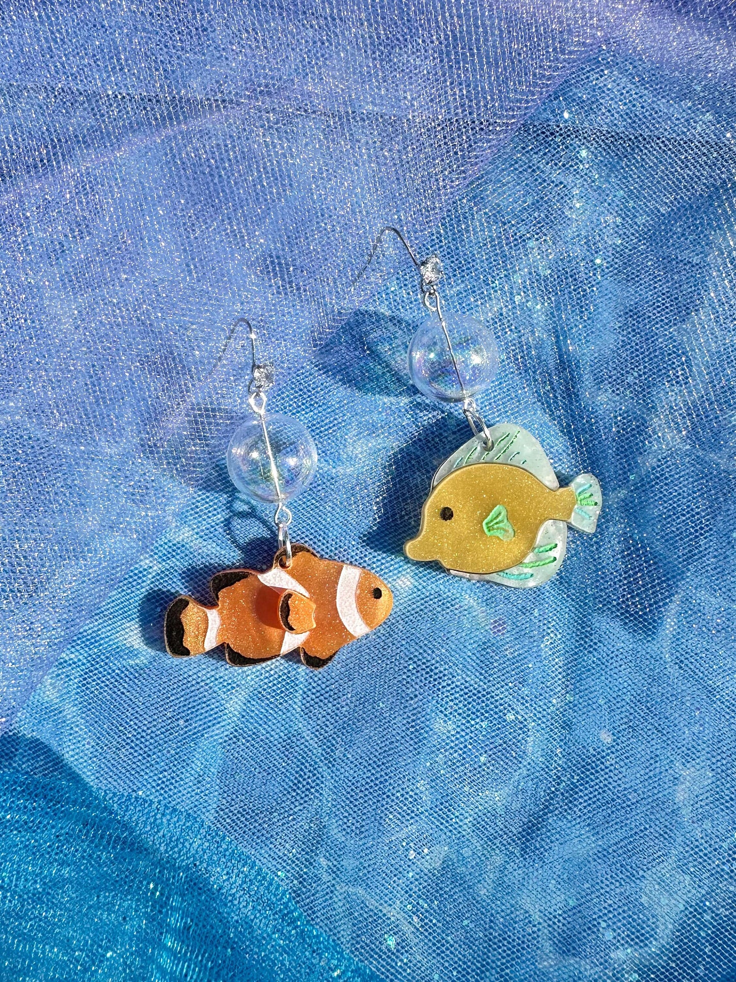 Under The Sea Mismatch Fish Earrings//Statement Earring//Acrylic Earring//Summer Earrings//Fish Earrings//Summer Vibe