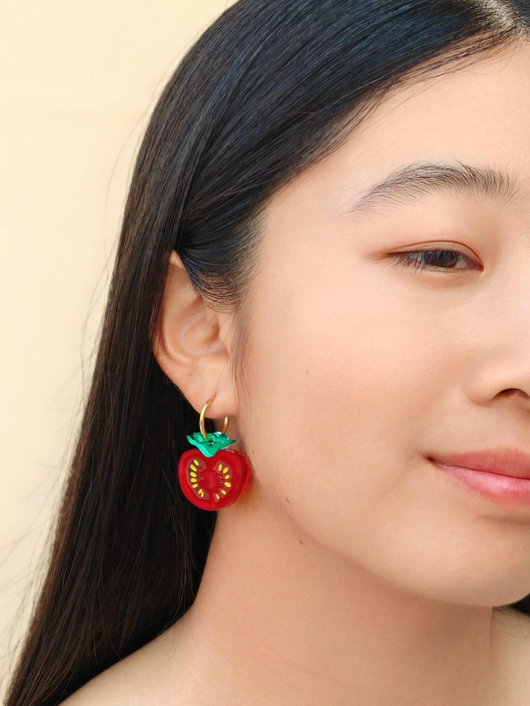 Mismatch Tomato Dangle//Statement Earring//Acrylic Earring//Vegetables Earrings//Summer Earrings