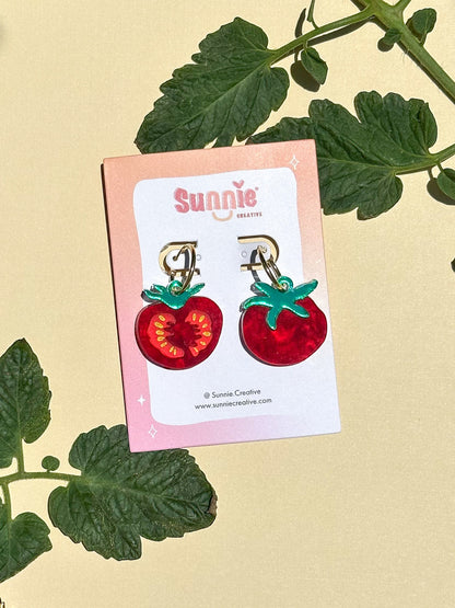 Mismatch Tomato Dangle//Statement Earring//Acrylic Earring//Vegetables Earrings//Summer Earrings