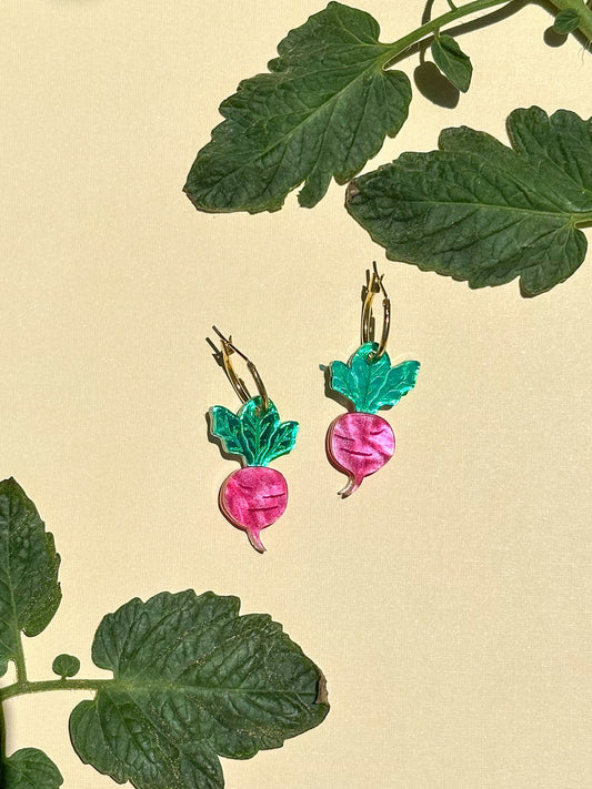 Mini Radish Dangle//Statement Earring//Acrylic Earring//Vegetables Earrings//Summer Earrings