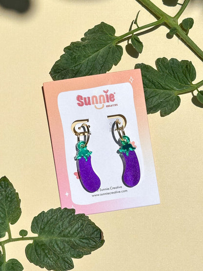 Eggplant Dangle//Statement Earring//Acrylic Earring//Vegetables Earrings//Summer Earrings