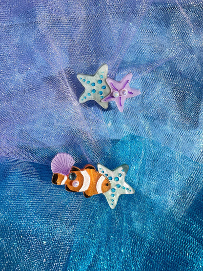 Starfish Hairclips Hairclips//Starfish Design Hair Clips//Girlish Hair Clip//Beach Hair Accessories//Summer Hair Clips