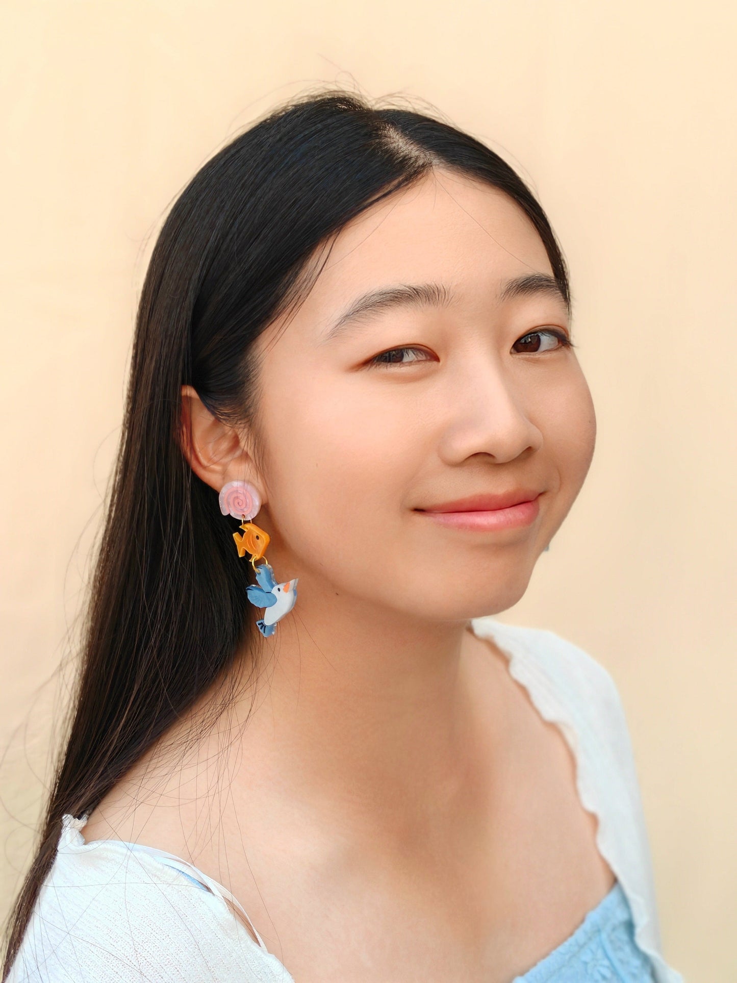 Coastal Seagull Mismatch Earrings//Statement Earring//Acrylic Earring//Summer Earrings//Seagull Earrings//Summer Vibe