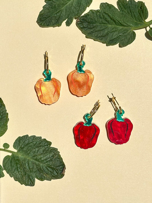 Mini Bell Pepper Dangle//Statement Earring//Acrylic Earring//Vegetables Earrings//Summer Earrings