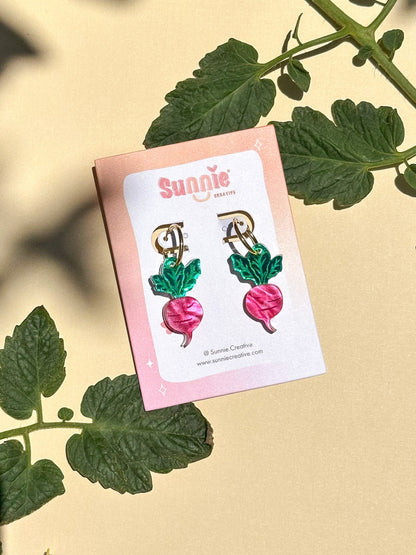 Mini Radish Dangle//Statement Earring//Acrylic Earring//Vegetables Earrings//Summer Earrings