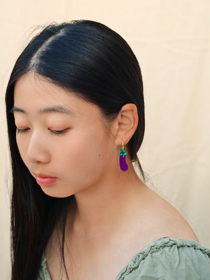 Eggplant Dangle//Statement Earring//Acrylic Earring//Vegetables Earrings//Summer Earrings