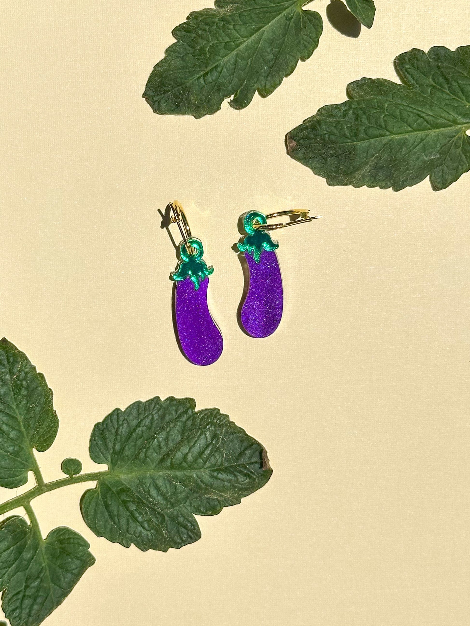 Eggplant Dangle//Statement Earring//Acrylic Earring//Vegetables Earrings//Summer Earrings