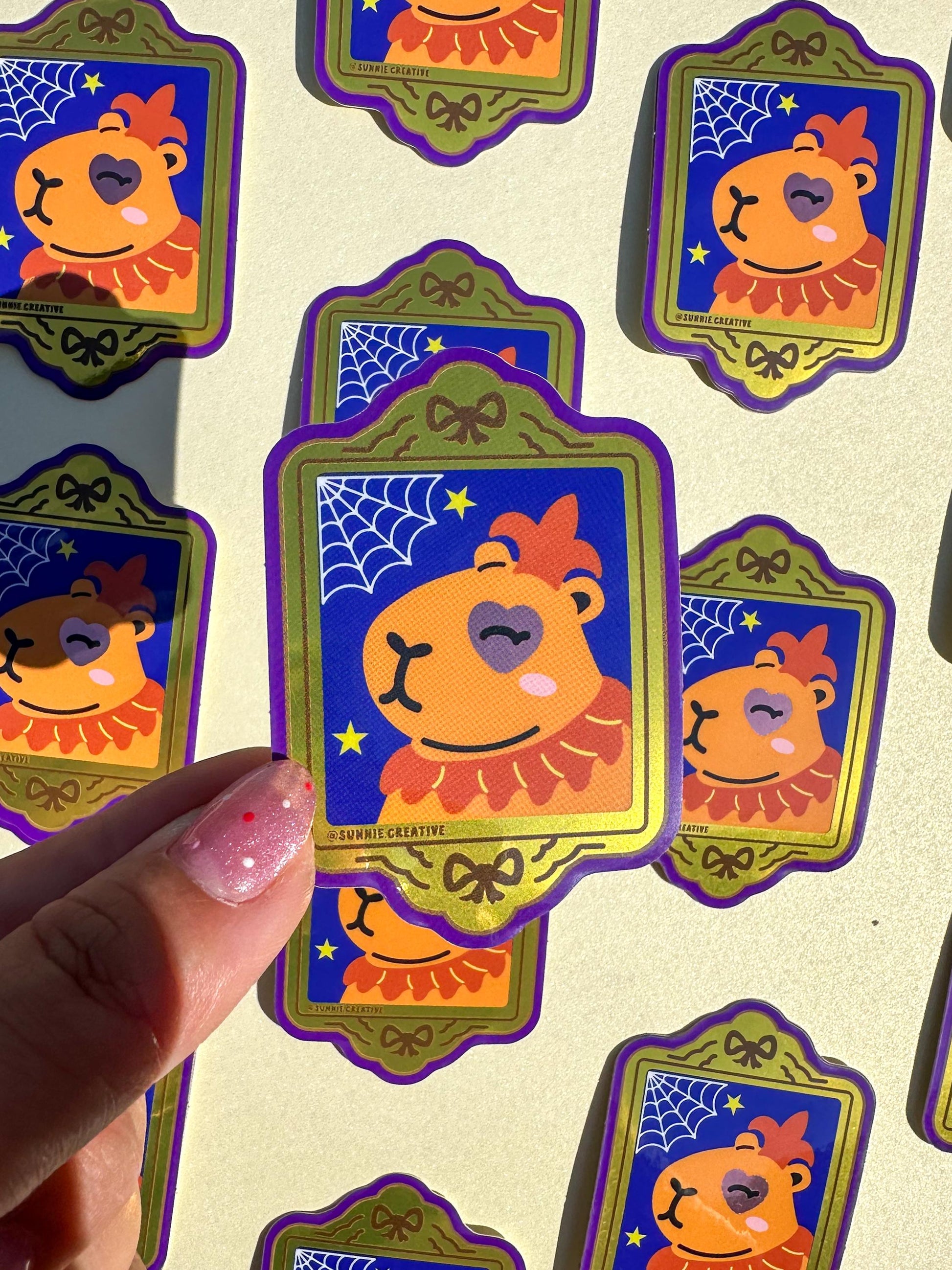 Jester Capybara Sticker//Digital Art//Capybara Inspired Sticker//Halloween Capybara//Waterproof Sticker//Halloween Design//Capybara Art