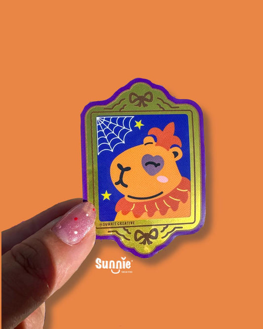 Jester Capybara Sticker//Digital Art//Capybara Inspired Sticker//Halloween Capybara//Waterproof Sticker//Halloween Design//Capybara Art