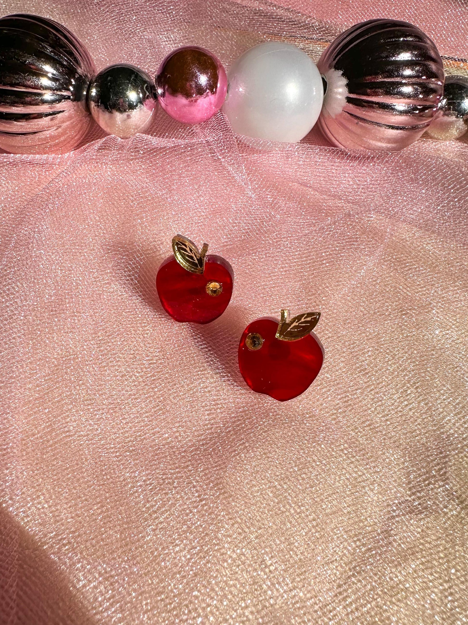 Apple Studs Earrings //Christmas Earring//Statement Gingerbread Earring//Acrylic Earring//Folk Art//Holiday Gift//