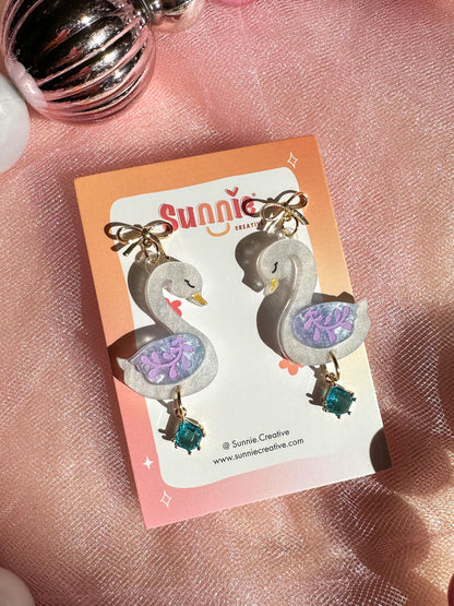 Swan Lake Earrings //Christmas Earring//Statement Gingerbread Earring//Acrylic Earring//Folk Art//Holiday Gift//