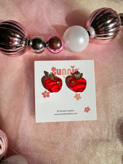 Apple Studs Earrings //Christmas Earring//Statement Gingerbread Earring//Acrylic Earring//Folk Art//Holiday Gift//