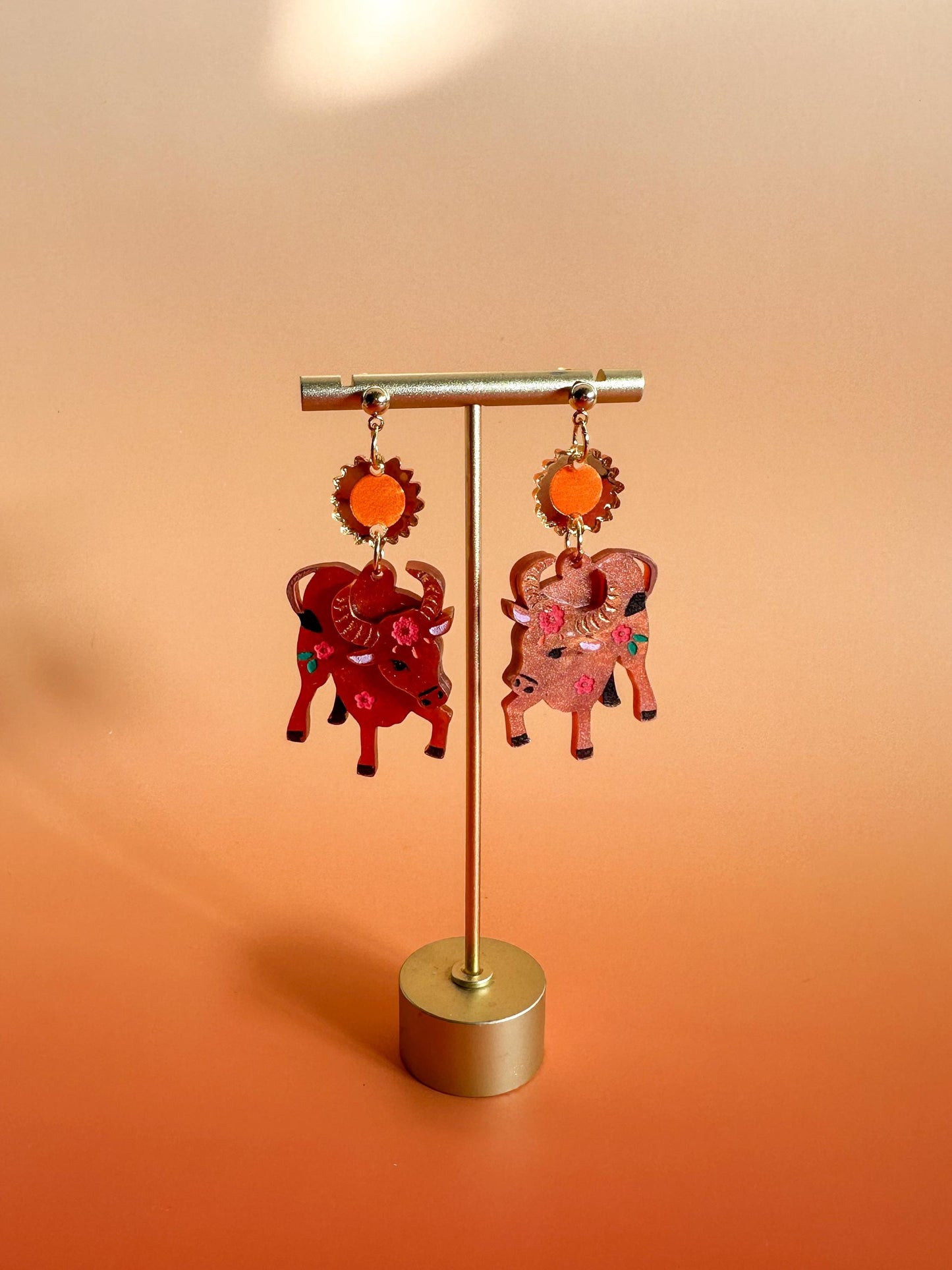 Ox Earrings//Statement Earring//Acrylic Earrings //Lunar New Year Earrings//Chinese New Year Earrings//Animal Earrings//Chinese Zodiac