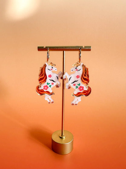 Horse Earrings//Statement Acrylic Earring//Lunar New Year Earrings//Chinese New Year Earrings//Animal Earrings//Chinese Zodiac//