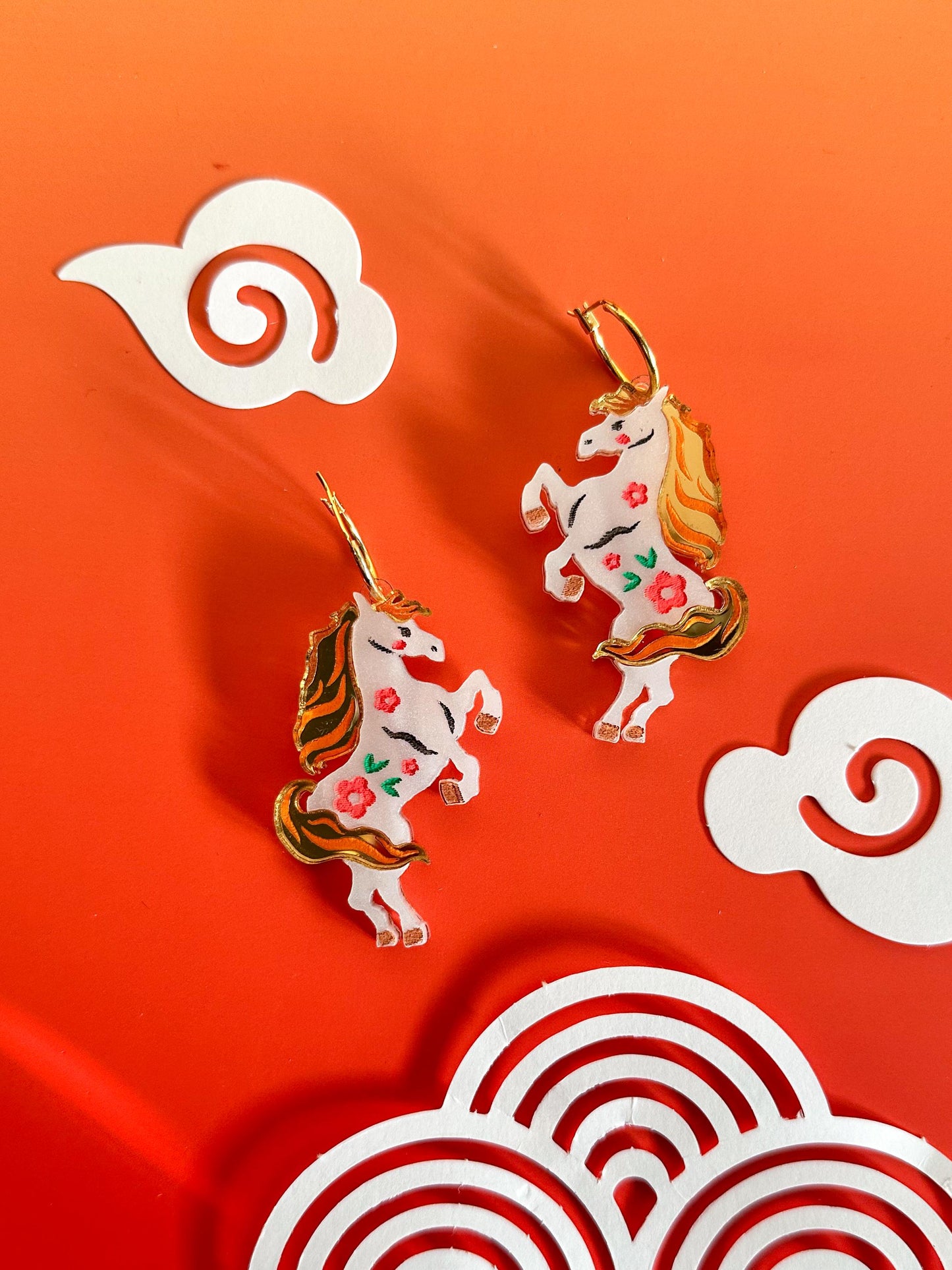 Horse Earrings//Statement Acrylic Earring//Lunar New Year Earrings//Chinese New Year Earrings//Animal Earrings//Chinese Zodiac//