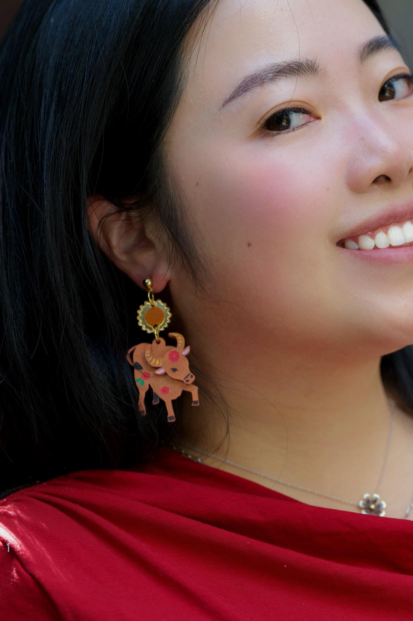 Ox Earrings//Statement Earring//Acrylic Earrings //Lunar New Year Earrings//Chinese New Year Earrings//Animal Earrings//Chinese Zodiac